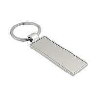 Długi, prostokątny, metalowy brelok z zawieszką