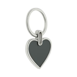 Metalowy, lustrzany brelok w kształcie serca z zawieszką