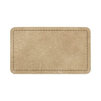 Prostokątna, beżowa naszywka skórzana