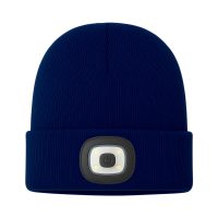 Czapka zimowa wywijana beanie z wszytą latarką LED granatowa