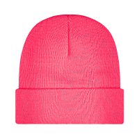 Czapka zimowa wywijana beanie neonowo-różowa