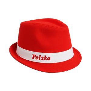Kapelusz czerwony haftowany napis POLSKA